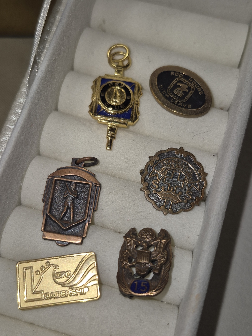 Vintage Assorted Metal Pins - Gold Tone, Bronze, Navy Accents
